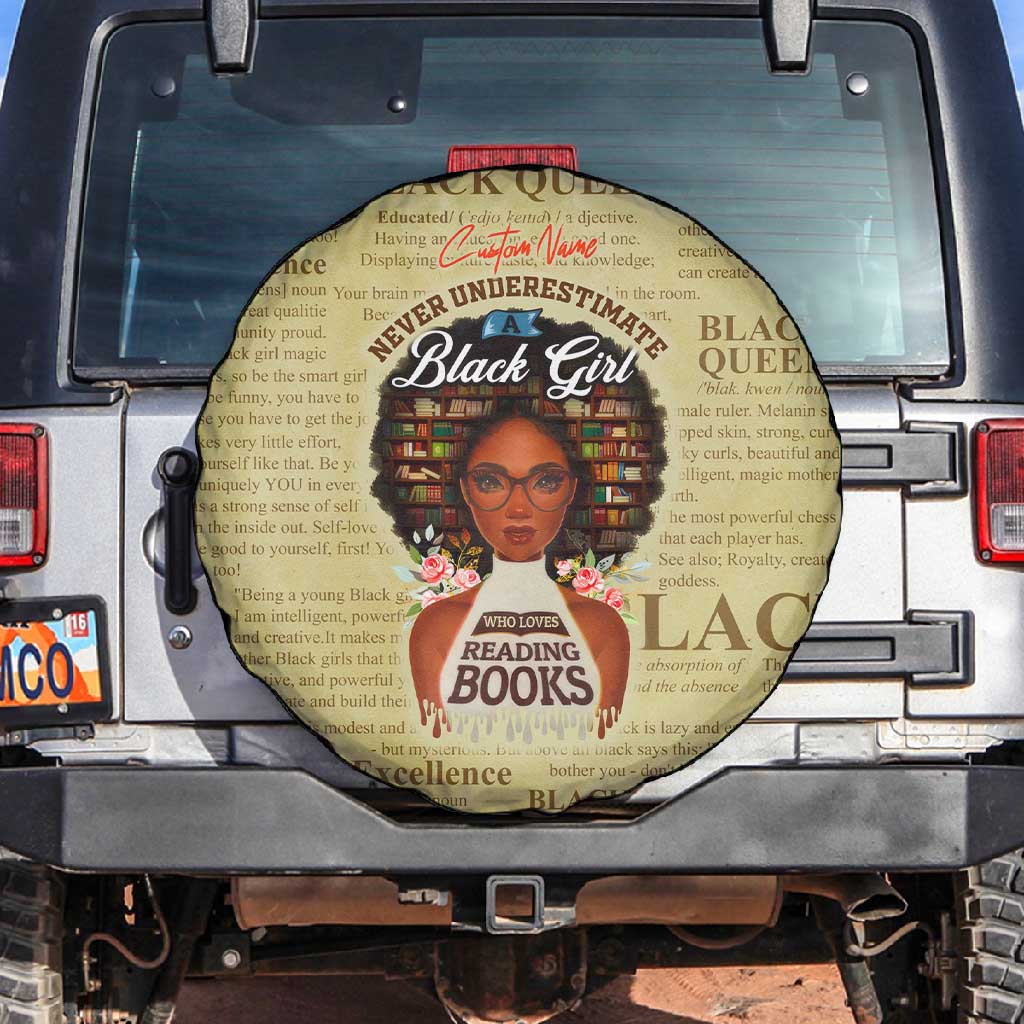 Personalized Black Girl African Spare Tire Cover Never Underestimate A Book Lover