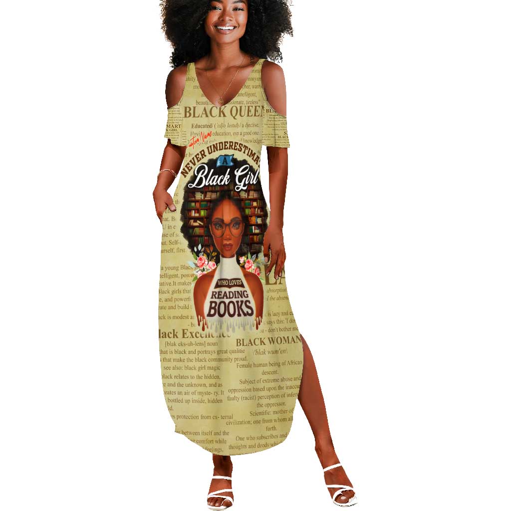 Personalized Black Girl African Summer Maxi Dress Never Underestimate A Book Lover