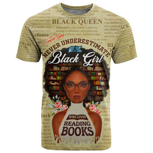 Personalized Black Girl African T shirt Never Underestimate A Book Lover