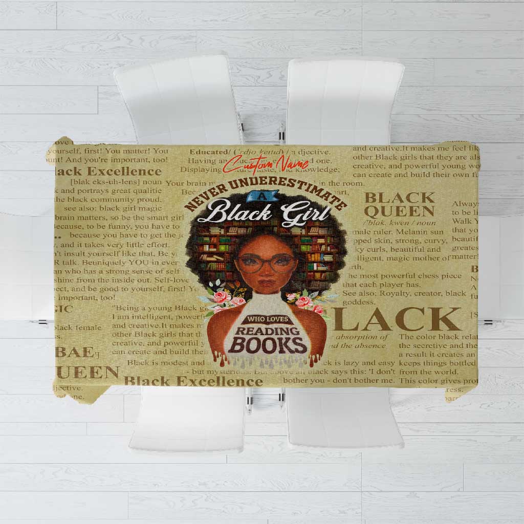 Personalized Black Girl African Tablecloth Never Underestimate A Book Lover