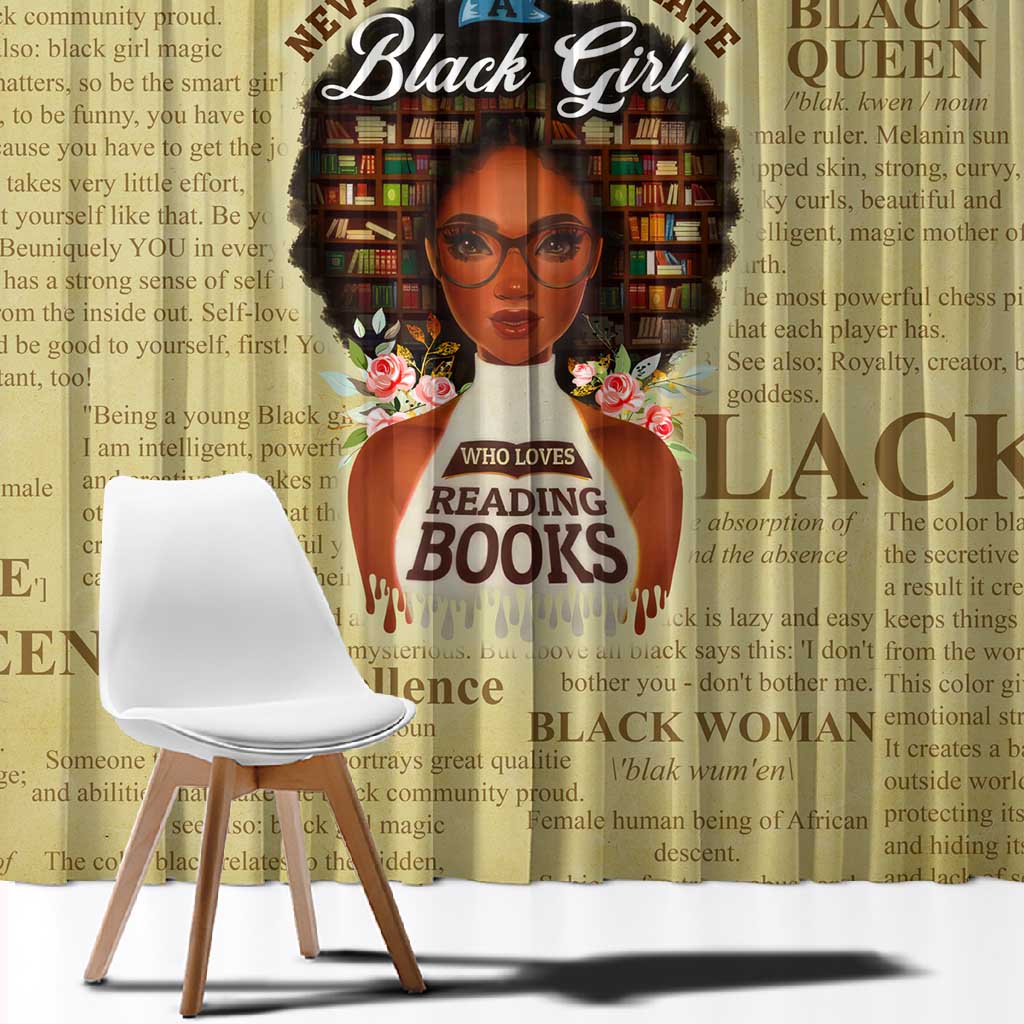 Personalized Black Girl African Window Curtain Never Underestimate A Book Lover
