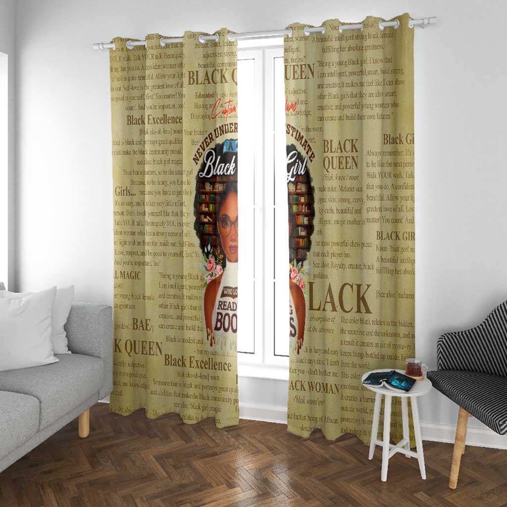 Personalized Black Girl African Window Curtain Never Underestimate A Book Lover