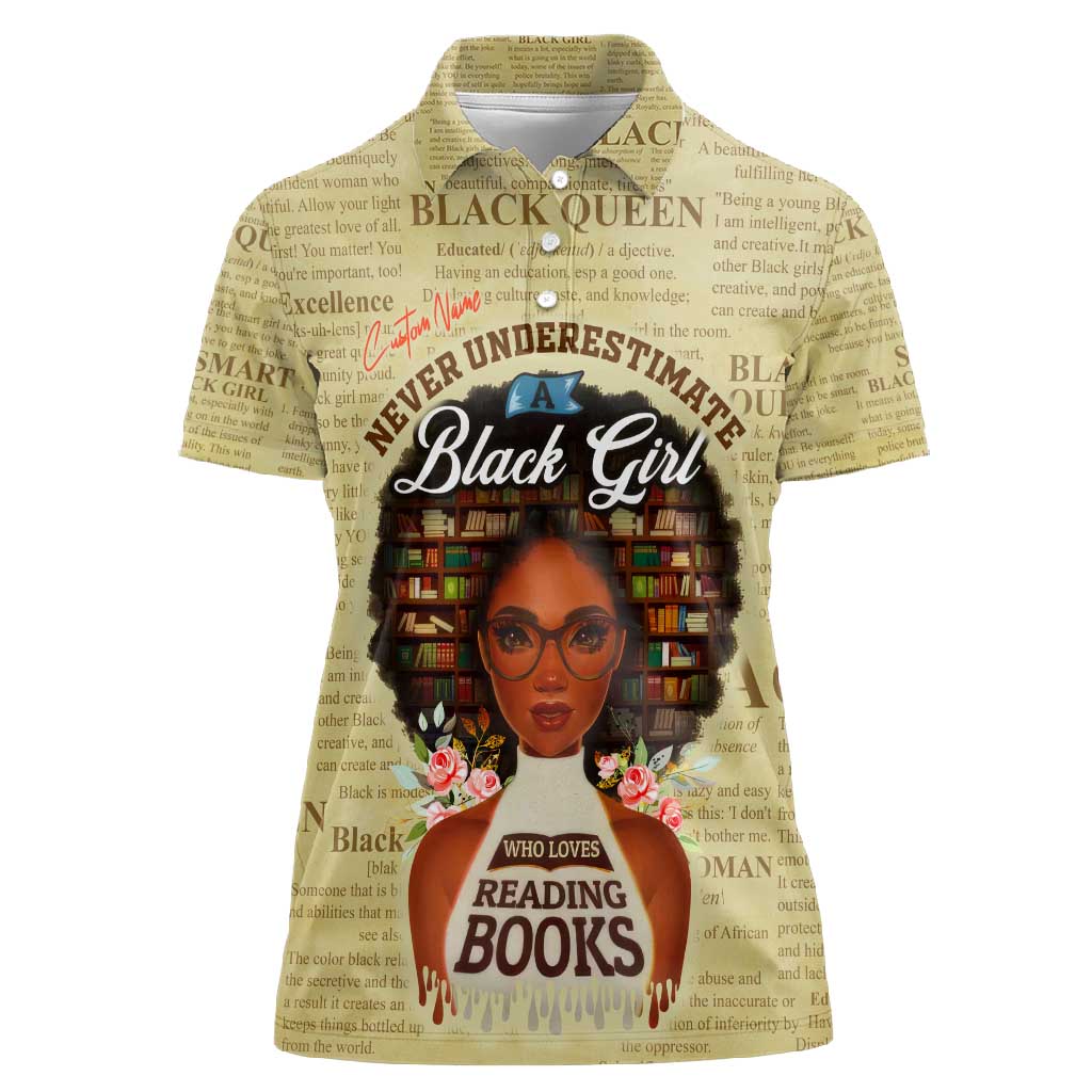 Personalized Black Girl African Women Polo Shirt Never Underestimate A Book Lover