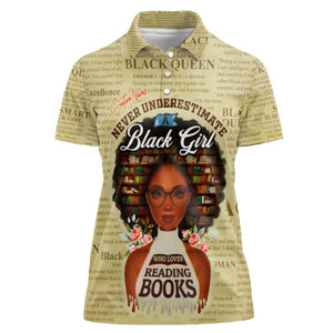 Personalized Black Girl African Women Polo Shirt Never Underestimate A Book Lover