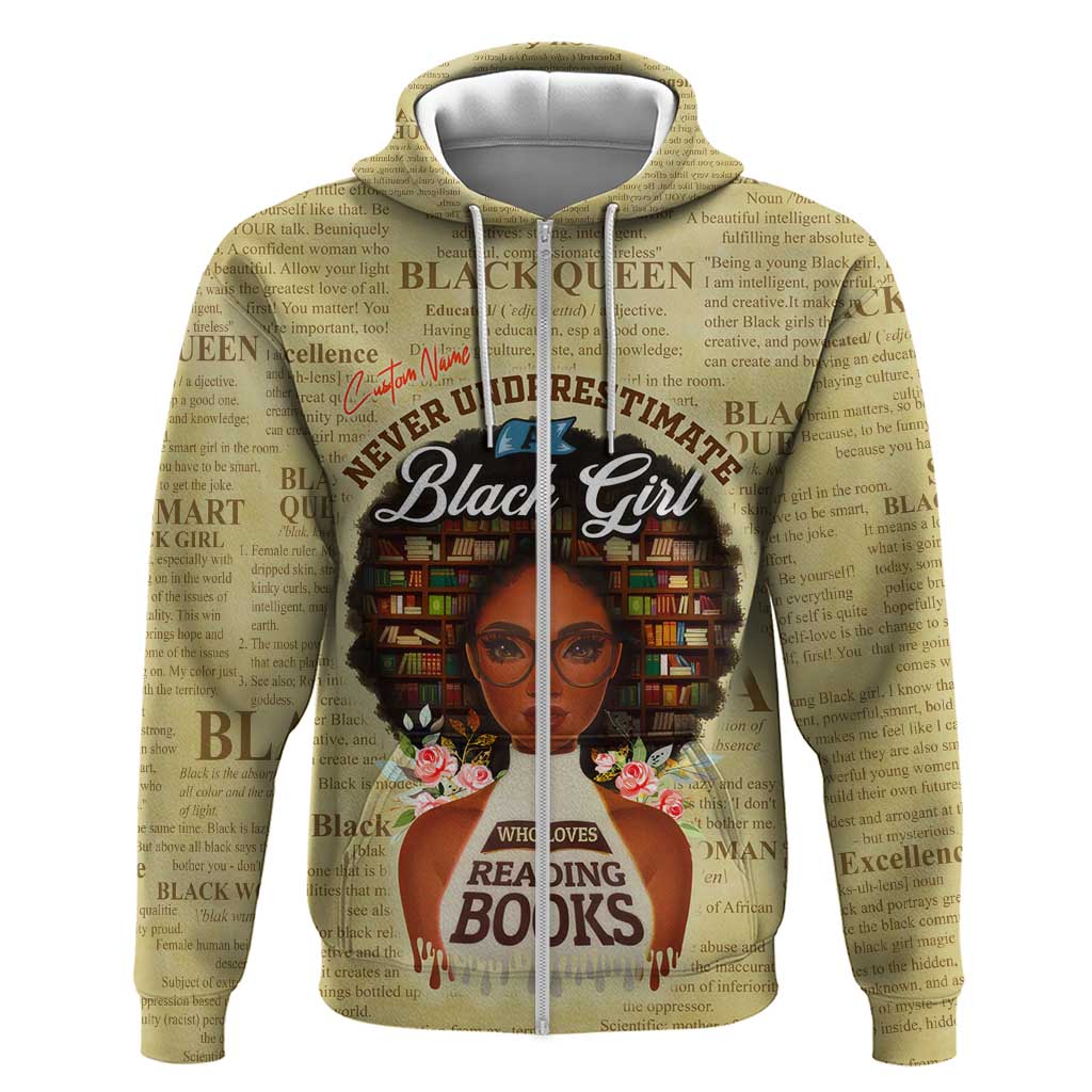 Personalized Black Girl African Zip Hoodie Never Underestimate A Book Lover