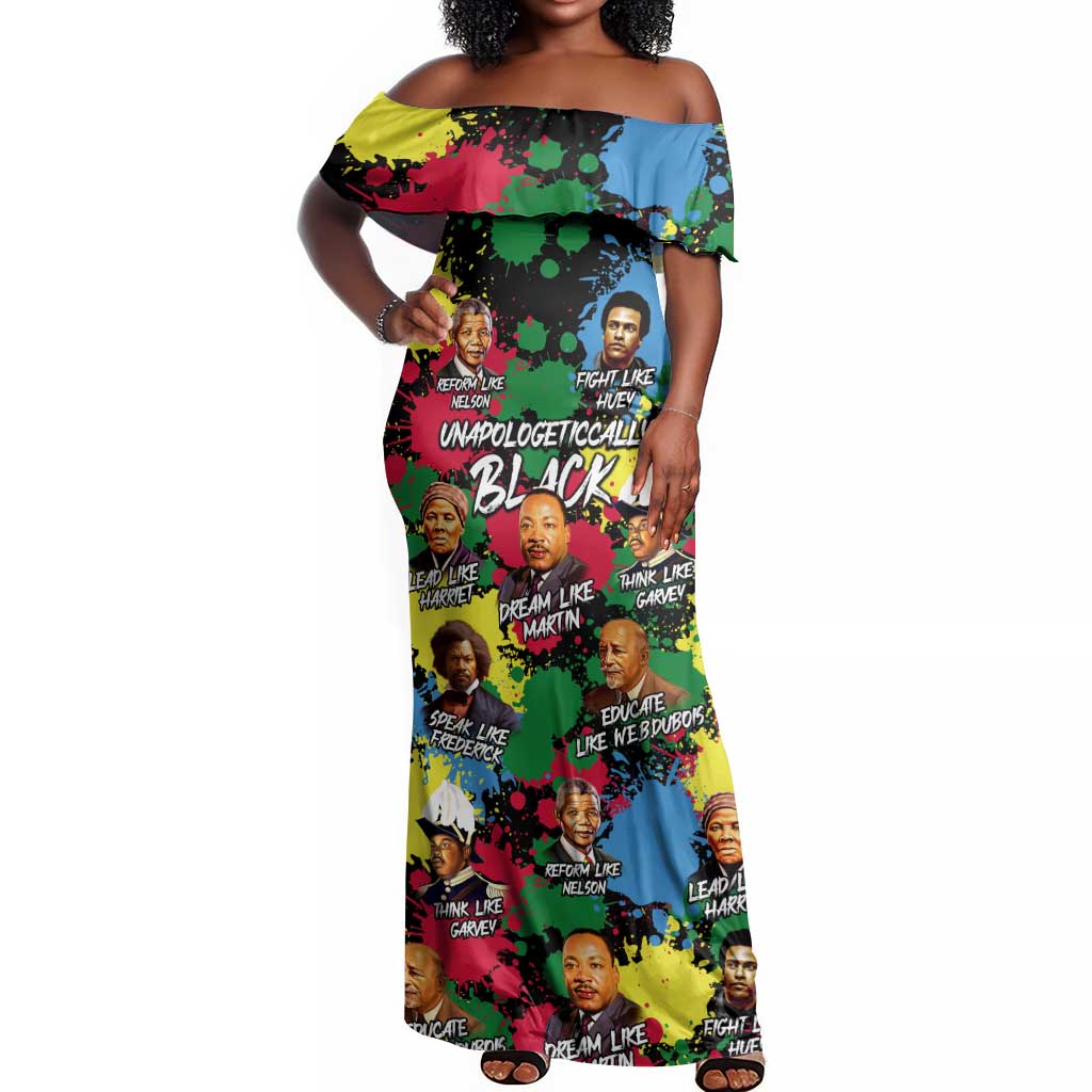 Unapologetically Black Off Shoulder Maxi Dress Civil Rights Leaders