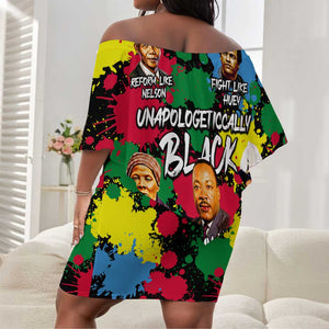 Unapologetically Black Off Shoulder Short Dress Civil Rights Leaders