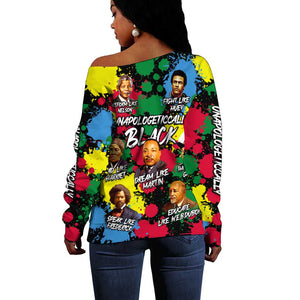 Unapologetically Black Off Shoulder Sweater Civil Rights Leaders