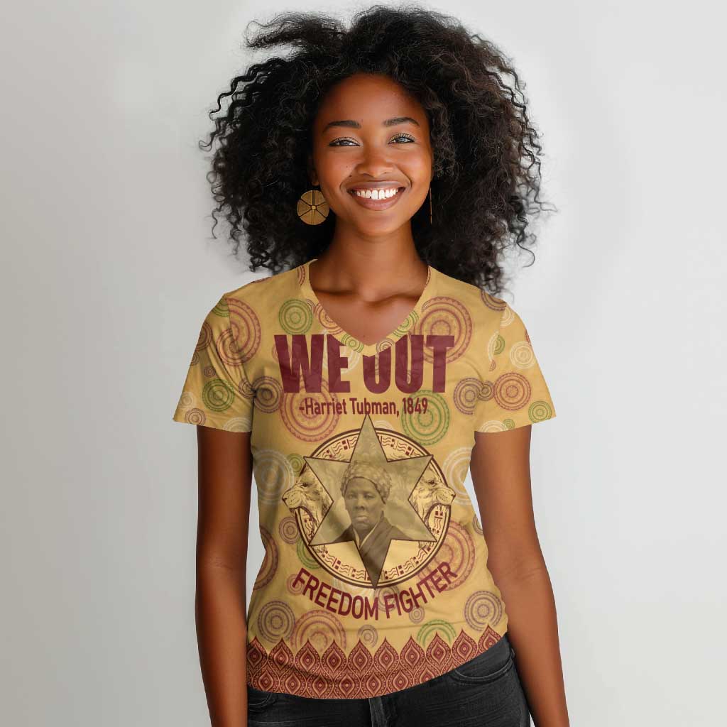 We Out 1849 African-American Women V-Neck T-Shirt Harriet Tubman