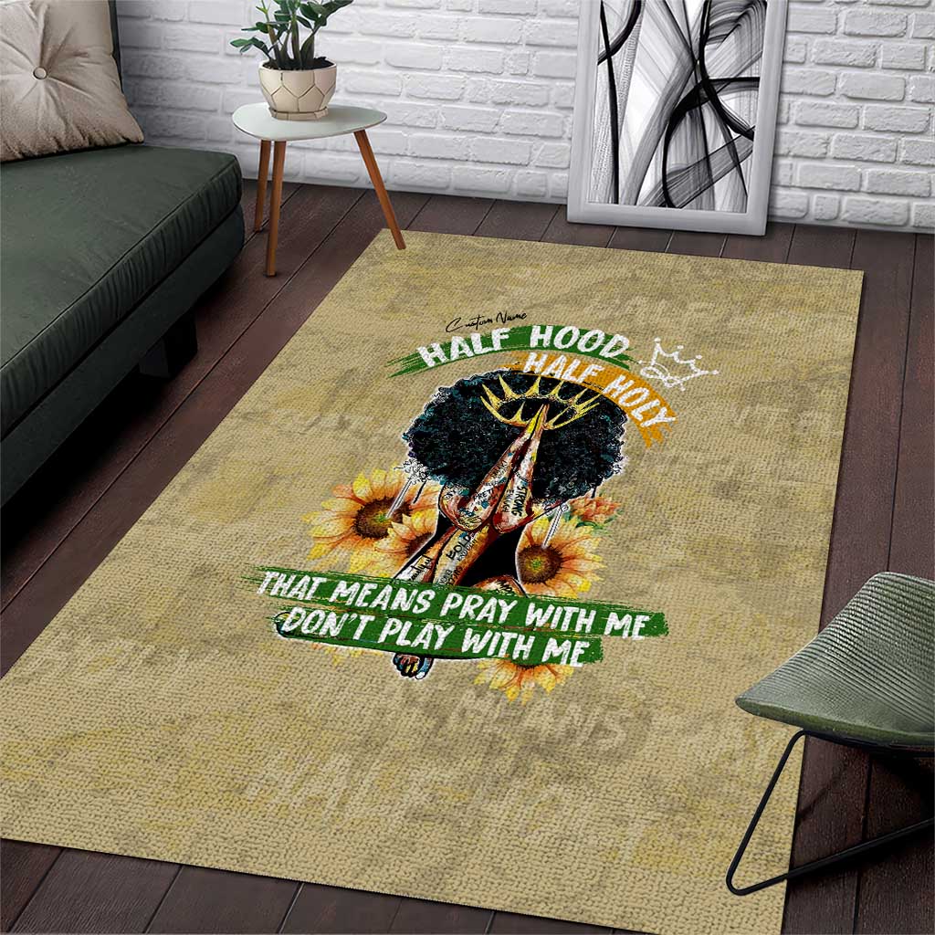 Personalized African Women Area Rug Half Hood Half Holy