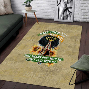 Personalized African Women Area Rug Half Hood Half Holy