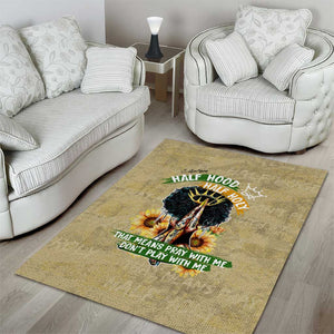 Personalized African Women Area Rug Half Hood Half Holy