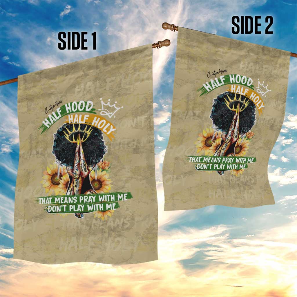 Personalized African Women Garden Flag Half Hood Half Holy
