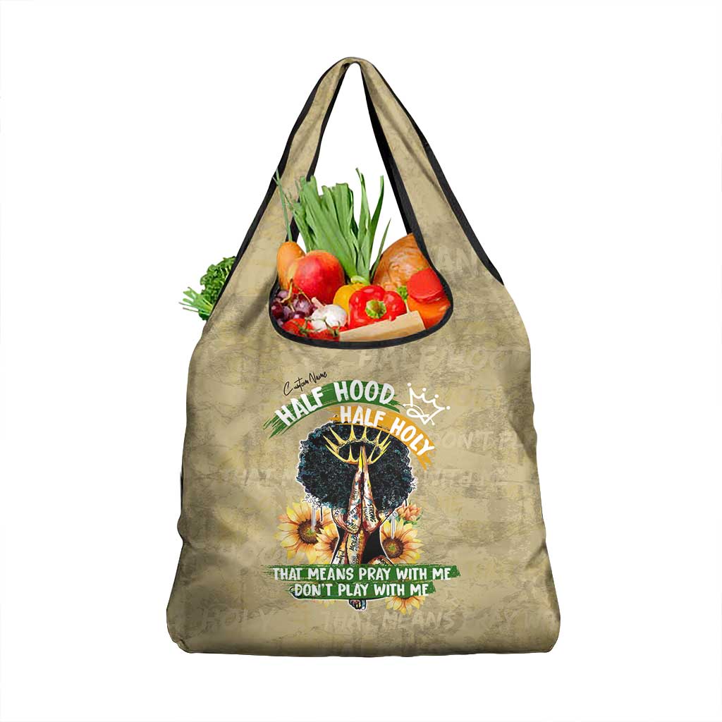 Personalized African Women Grocery Bag Half Hood Half Holy