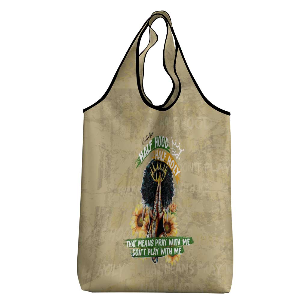 Personalized African Women Grocery Bag Half Hood Half Holy