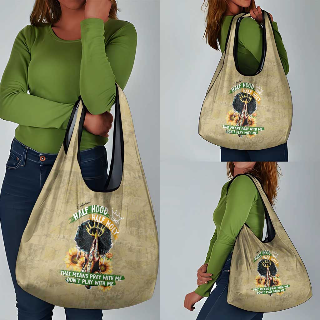 Personalized African Women Grocery Bag Half Hood Half Holy