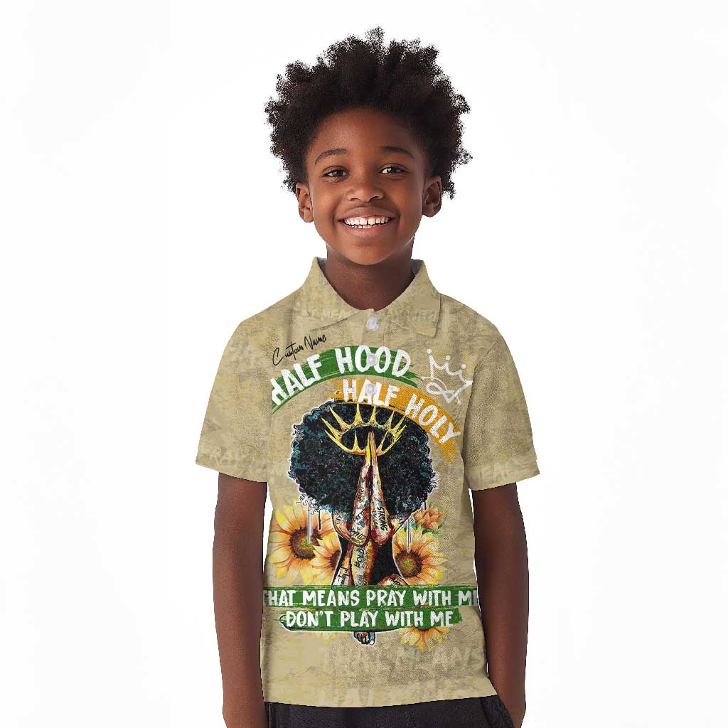 Personalized African Women Kid Polo Shirt Half Hood Half Holy