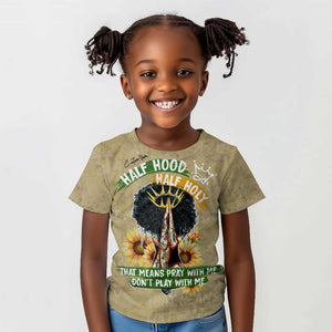 Personalized African Women Kid T shirt Half Hood Half Holy