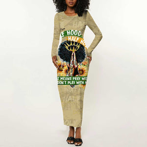 Personalized African Women Long Sleeve Bodycon Dress Half Hood Half Holy DT02