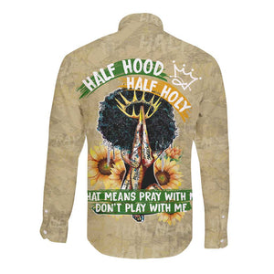 Personalized African Women Long Sleeve Button Shirt Half Hood Half Holy