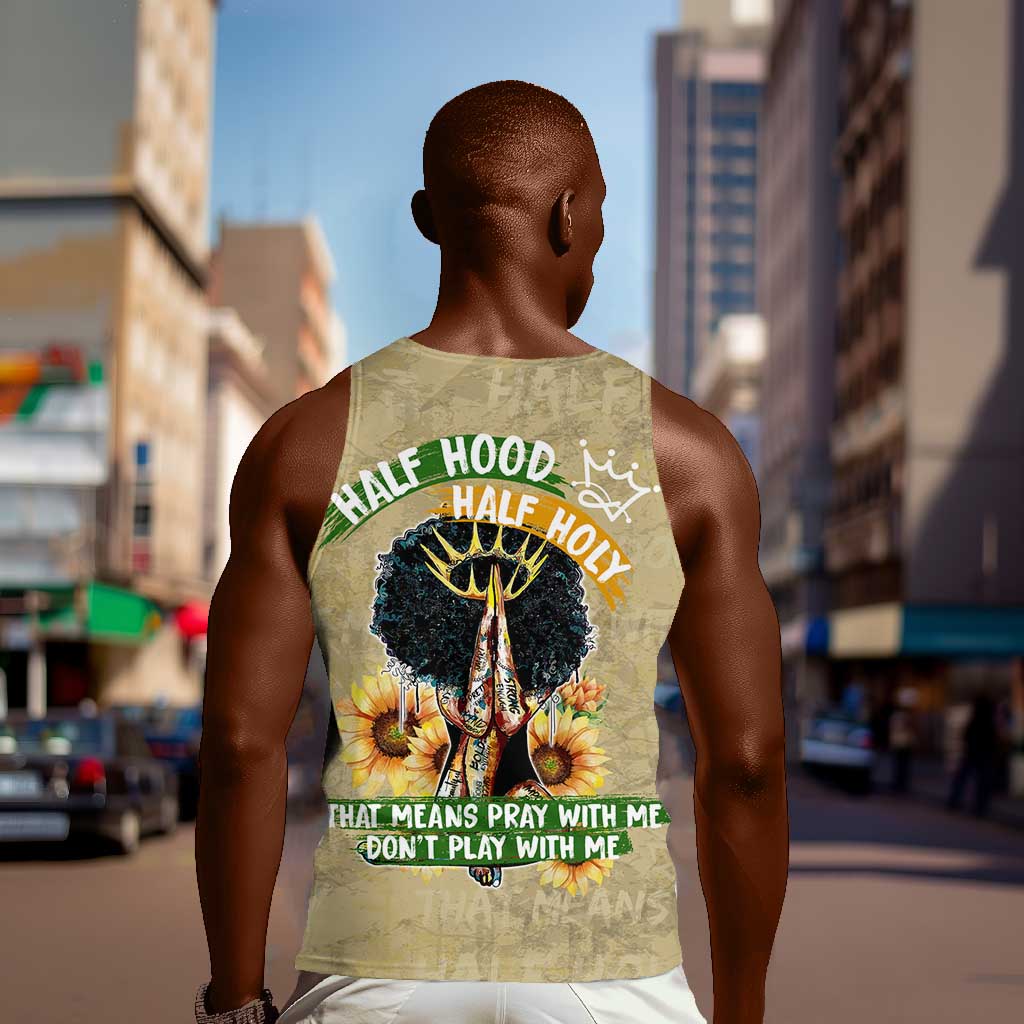 Personalized African Women Men Tank Top Half Hood Half Holy