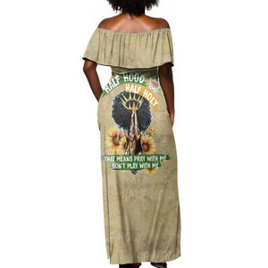 Personalized African Women Off Shoulder Maxi Dress Half Hood Half Holy