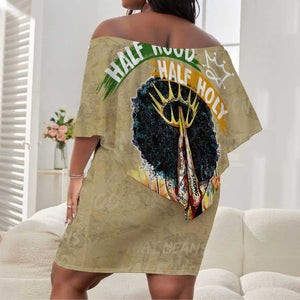 Personalized African Women Off Shoulder Short Dress Half Hood Half Holy