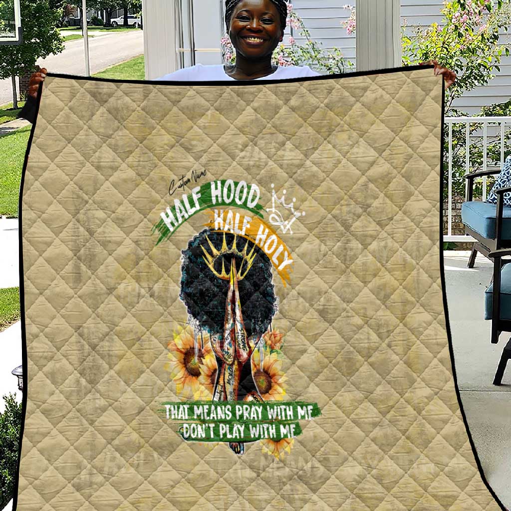 Personalized African Women Quilt Half Hood Half Holy