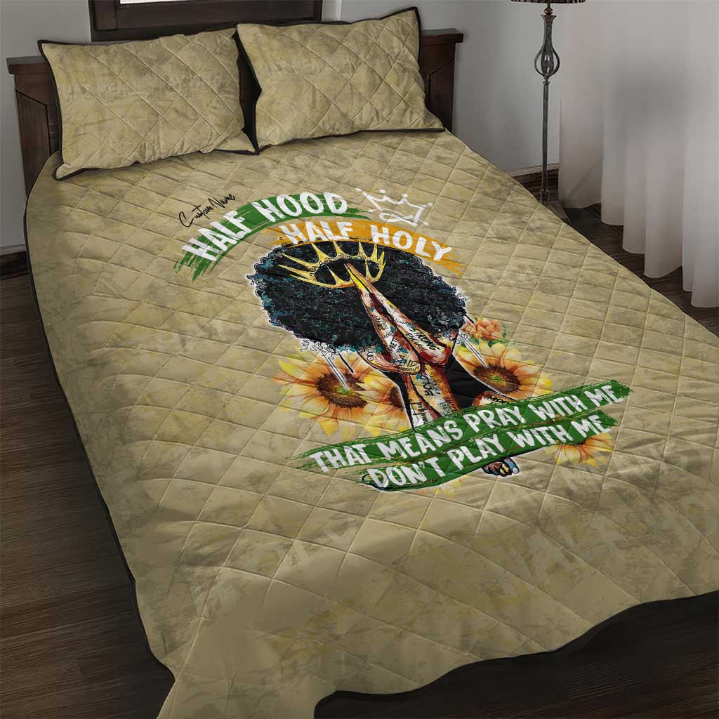 Personalized African Women Quilt Bed Set Half Hood Half Holy