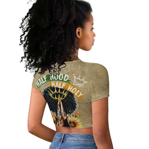 Personalized African Women Raglan Cropped T shirt Half Hood Half Holy