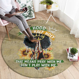 Personalized African Women Round Carpet Half Hood Half Holy