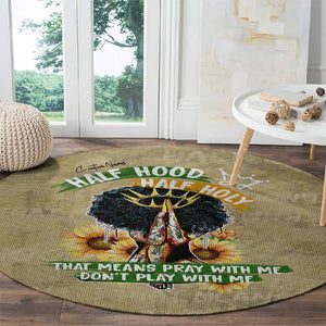 Personalized African Women Round Carpet Half Hood Half Holy