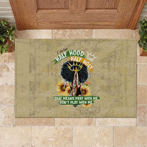 Personalized African Women Rubber Doormat Half Hood Half Holy