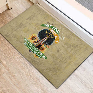 Personalized African Women Rubber Doormat Half Hood Half Holy