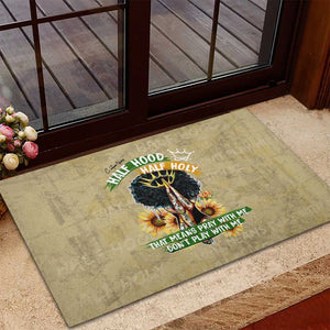 Personalized African Women Rubber Doormat Half Hood Half Holy