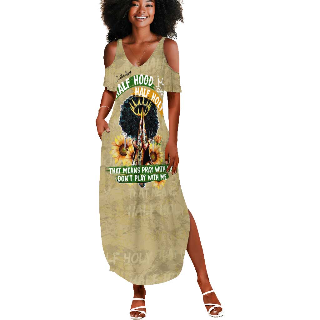 Personalized African Women Summer Maxi Dress Half Hood Half Holy