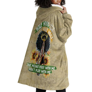 Personalized African Women Wearable Blanket Hoodie Half Hood Half Holy