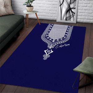 Printed Dashiki African Area Rug Blue