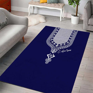 Printed Dashiki African Area Rug Blue