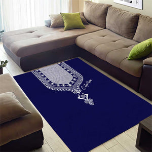 Printed Dashiki African Area Rug Blue