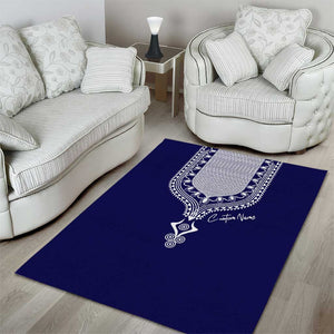 Printed Dashiki African Area Rug Blue