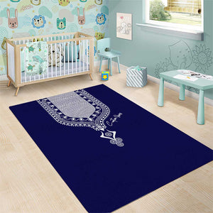 Printed Dashiki African Area Rug Blue