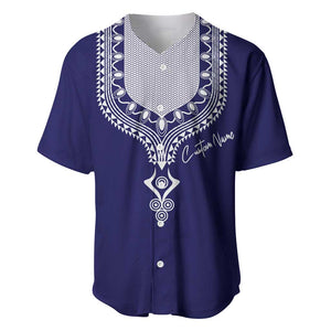 Printed Dashiki African Baseball Jersey Blue