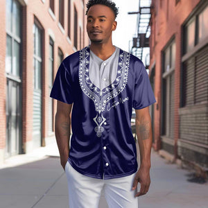 Printed Dashiki African Baseball Jersey Blue