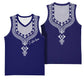 Printed Dashiki African Basketball Jersey Blue DT02