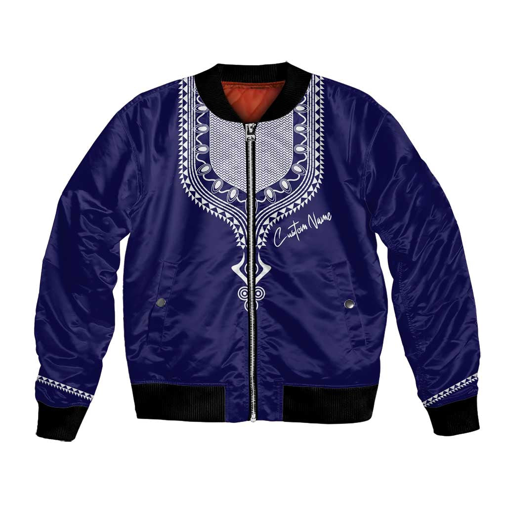 Printed Dashiki African Bomber Jacket Blue