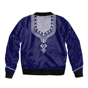 Printed Dashiki African Bomber Jacket Blue