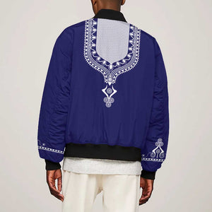 Printed Dashiki African Bomber Jacket Blue