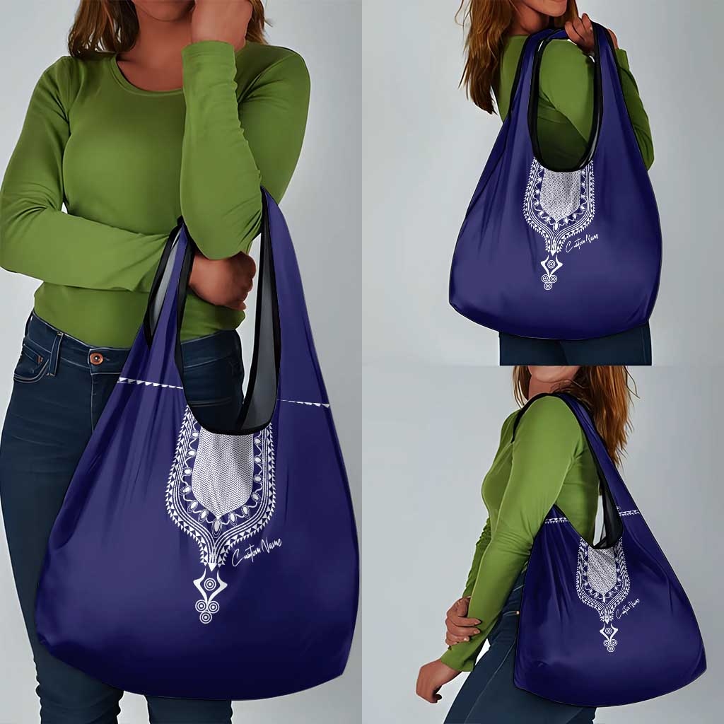 Printed Dashiki African Grocery Bag Blue