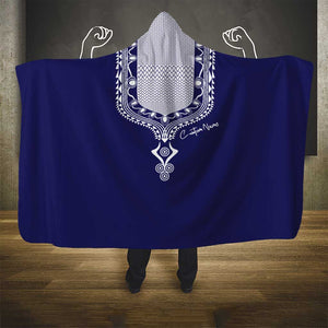 Printed Dashiki African Hooded Blanket Blue